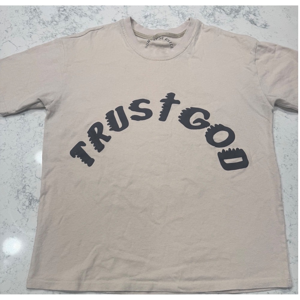 Kanye West CPFM Sunday Service Trust God T-Shirt Coachella 2019 Tan Mens M/L